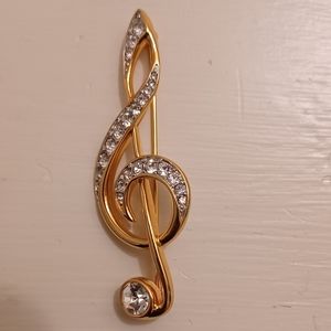 VINTAGE SWAROVSKI TREBLE CLEF NOTE BROOCH